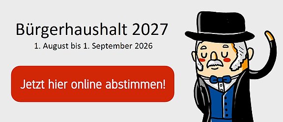 Grafik zum Bürgerhaushalt. Diese verlinkt zur laufenden Abstimmung.